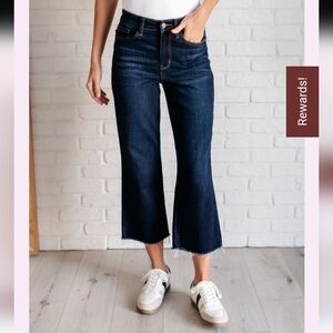 Judy Blue Jeans Womens 3 /26 Wide Leg Crop Blue Denim Tummy Control High Rise